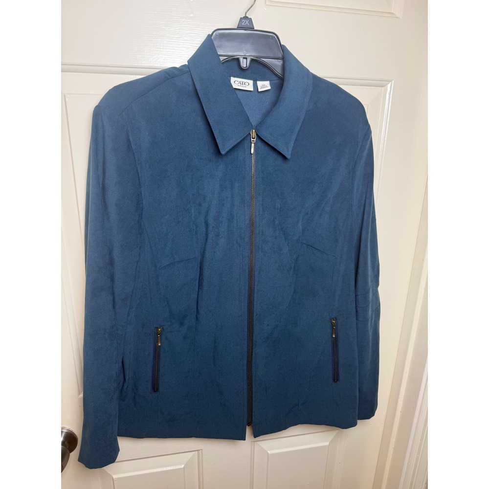 Cato Woman Teal Blue Faux Suede Full Zip Jacket Plus Size 16W